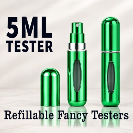 travel-pocket-perfume-atomizer-spray-aluminum-tester-bottles-refillable-glass-testers-green-color-colour